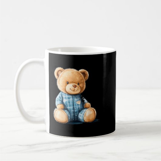 Sleepy Teddy Bear In Cute Pajama Outfit Koffiemok (Links)