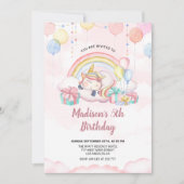 Sleepy Unicorn Verjaardag uitnodiging (Voorkant)