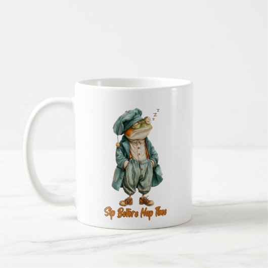 Sleepy Vintage Frog Coffee Mug (Gauche)