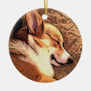 Sleepy Welsh Corgi Keramisch Ornament