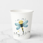 Sleepy Whimsical Dragonfly Paper Cup Papieren Bekers (Achterkant)