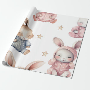 Sleepyhead Waterverf Bunny Baby shower Pattern Cadeaupapier