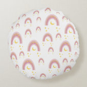 'Sleepytime Rainbow', Meisjes Schattige Boho Pink  Rond Kussen (Achterkant)
