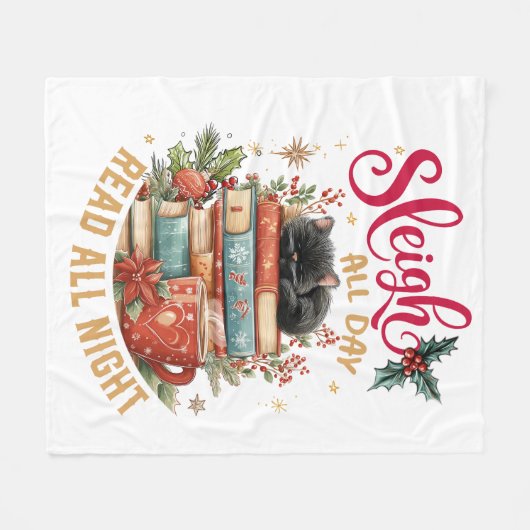 Sleigh All Day Read All Night Fleece Deken (Voorkant (Horizontaal))