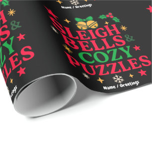 Sleigh Bells & Cozy Puzzles Kerstcadeau Cadeaupapier