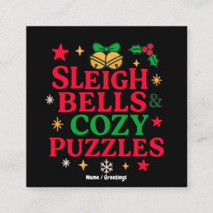 Sleigh Bells & Cozy Puzzles Kerstcadeau Vierkante Visitekaartje