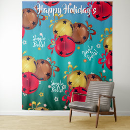 Sleigh Bells Kerstvakantie achtergrond Wandkleed