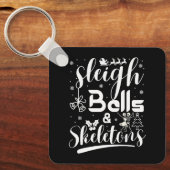 Sleigh bells & skeletons dancing funny christmas sleutelhanger (Voorkant)