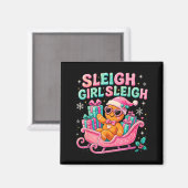 Sleigh Girl Cute Gingerbread Christmas Art Magneet (Voorkant / Achterkant)