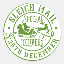 sleigh Mall Special Delivery Stamp Ronde Sticker