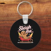 Sleigh Me Funny Adult Humor Gingerbread Man  Sleutelhanger (Voorkant)
