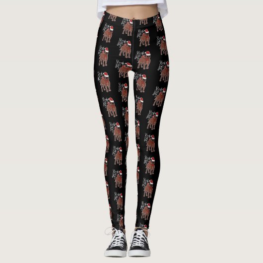 Sleigh Pitbull Dog Funny Kerstmis Leggings (Voorkant)