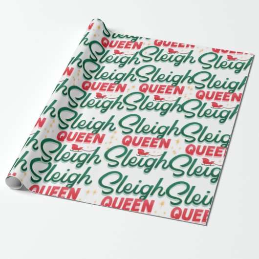 Sleigh Queen Sleigh kerst Cadeaupapier (Uitgerold)