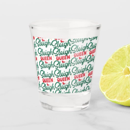Sleigh Queen Sleigh kerst Shot Glas (Voorkant)
