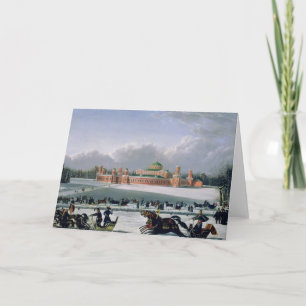 Sleigh Race in het Petrovsky Park in Moskou Feestdagen Kaart