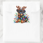 Sleigh-Ready Rottweiler Cheer! Vierkante Sticker (Tas)