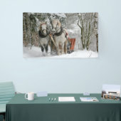 Sleigh Ride in het Snowy Forest Spandoek (Beurs)
