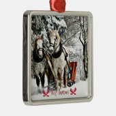 Sleigh Ride, vrolijk kerstfeest Metalen Ornament (Rechts)