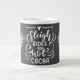 Sleigh Rides en Hot Cacao Kerst Grijs Extra Grote Beker