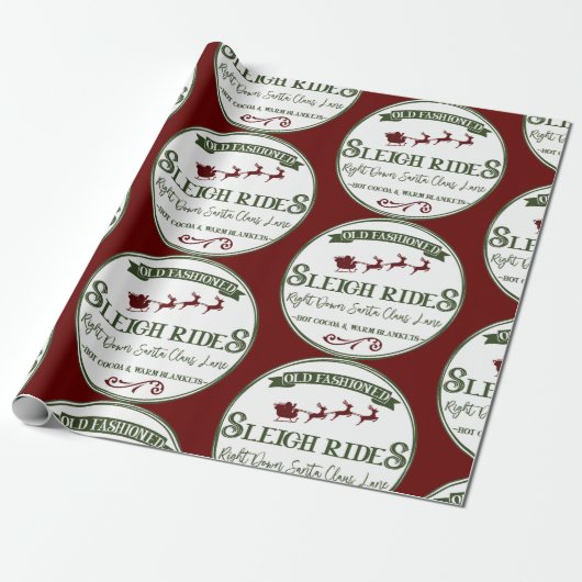Sleigh Rides Kerstmis Cadeaupapier (Uitgerold)