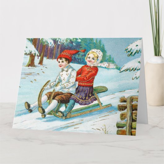 Sleigh riding at Christmas time Briefkaart (Voorkant)