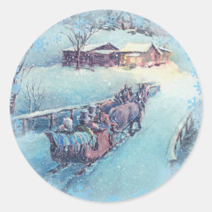 SLEIGH RIT door SHARON SHARPE Ronde Sticker