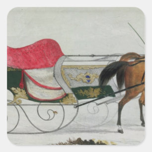 Sleigh van paard vierkante sticker