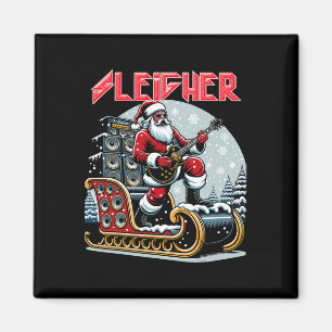 Sleigher Hail Santa Heavy Metal Christmas Rock XMA Magneet