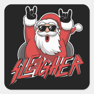 Sleigher Kerstman Metal Kerstmis Grappige Hagel Vierkante Sticker