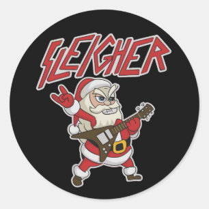 Sleigher Kerstman Metal Kerstmis Hagel Grappig Ronde Sticker