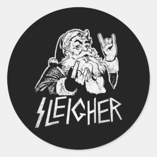 Sleigher Kerstman Rock On Goth Zwaar Ronde Sticker