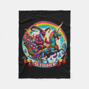 Sleigher Krampus Eenhoorn Demon Horror Kerstmis Ga Fleece Deken