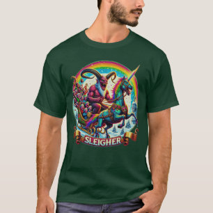 Sleigher Krampus Eenhoorn Demon Horror Kerstmis Go T-shirt