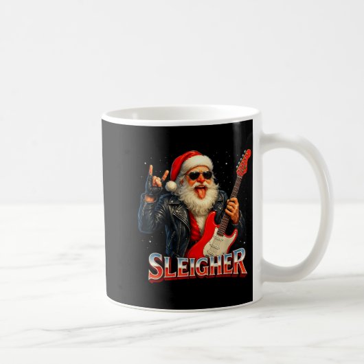 Sleigher Rock Santa Funny Metal Christmas Design Koffiemok (Rechts)