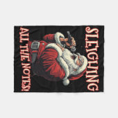 Sleighing alle noten Santa Christmas muziek Sant Fleece Deken (Voorkant (Horizontaal))