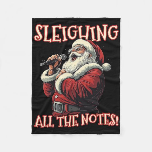 Sleighing alle noten Santa Christmas muziek Sant Fleece Deken (Voorkant)