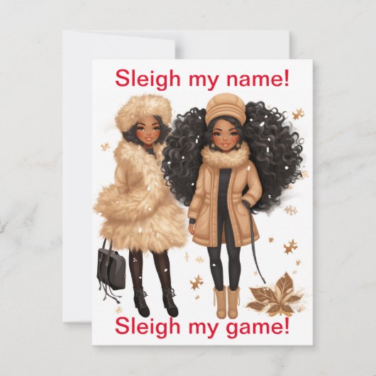 Sleighing Christmas Sassy vakantie kerst Kaart (Voorkant)