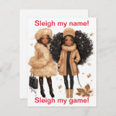 Sleighing Christmas Sassy vakantie kerst Kaart (Voorkant / Achterkant)