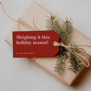 Sleighing It   Schattige kerstfeest Cadeaulabel