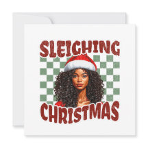 Sleighing Kerstmis Afro-Amerikaanse vrouw