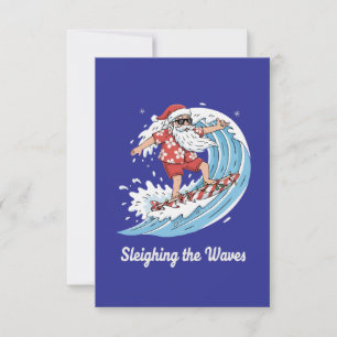 "Sleighing the Waves" Grappige Surfende Kerstman T Bedankkaart