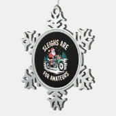 Sleighs zijn voor amateurs kerst motorfiets tin sneeuwvlok ornament (Rechts)