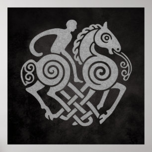 Sleipnir en Odin Symbool Noorse Mythologie Ontwerp Poster