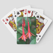 Slender Red Fuchsia Flowers Floral Pokerkaarten (Achterkant)