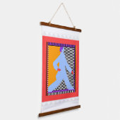 Slenteren figuur in blauw hangend wandkleed (Gebogen)