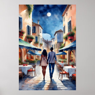 Slenteren Romantisch Paar Poster