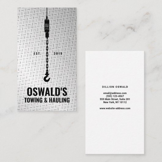 Slepen en slepen visitekaartje (Voorkant / Achterkant)