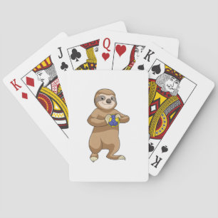 Sleuf als handbalspeler met handbal pokerkaarten