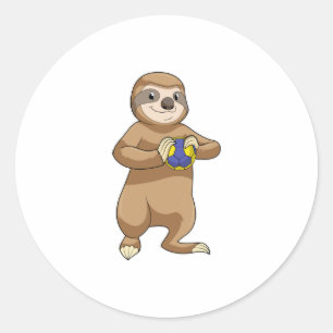 Sleuf als handbalspeler met handbal ronde sticker