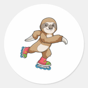 Sleuf als Skater met gealigneerde schaatsen Ronde Sticker